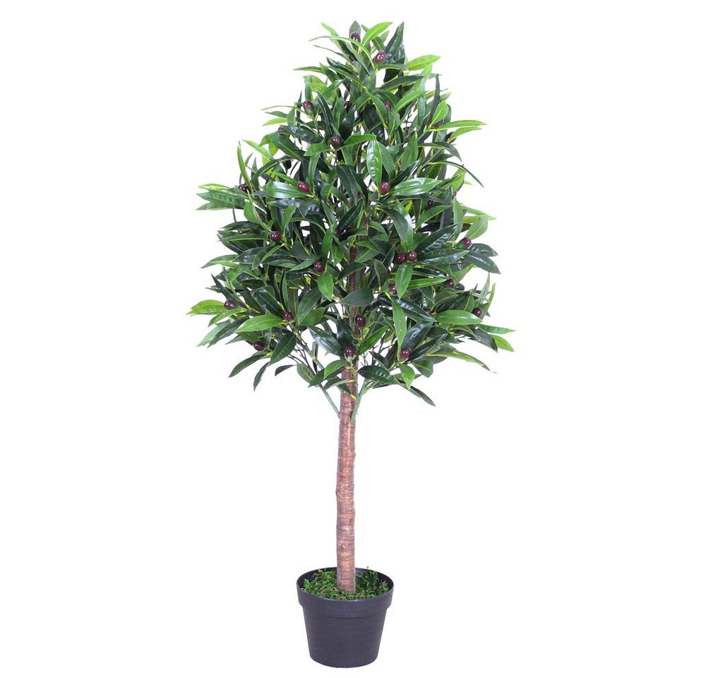 Kunstbaum Olive Olivenbaum Kunstbaum Künstliche Pflanze mit Echtholz 110 cm, Decovego von Decovego