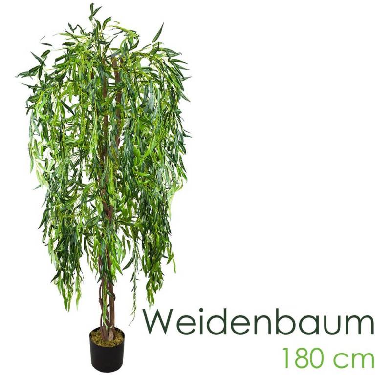 Kunstbaum Weide Weidenbaum Kunstbaum Künstliche Pflanze mit Echtholz 180 cm, Decovego von Decovego