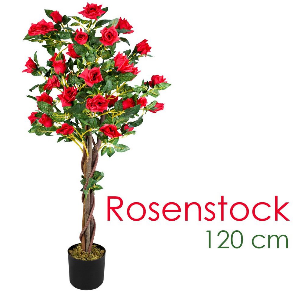 Kunstblume Rose Rosenstock Rosenbusch Kunstpflanze Künstliche Pflanze Auswahl, Decovego von Decovego