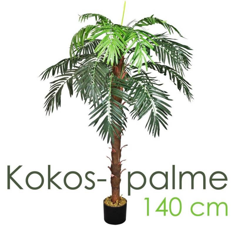 Kunstpalme Palmenbaum Königs Kokos Palme Kunstpflanze Künstliche Pflanze 140 cm, Decovego von Decovego