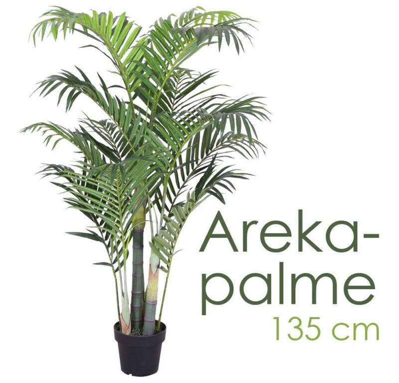 Kunstpalme Palmenbaum Palme Arekapalme Künstliche Pflanze Kunstpflanze 135 cm, Decovego von Decovego