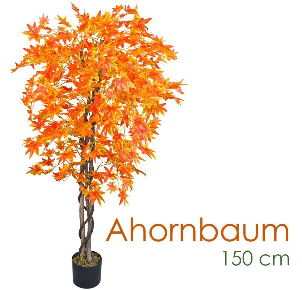 Kunstbaum Ahorn Baum Kunstbaum Künstliche Pflanze Echtholz Rote Blätter 150 cm, Decovego von Decovego