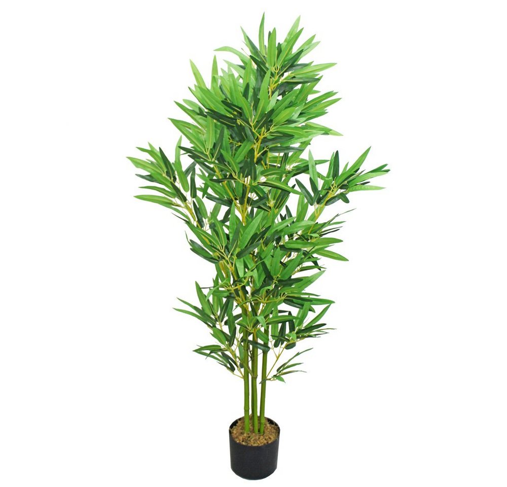 Kunstpflanze Bambus Kunstbaum Kunstpflanze Künstliche Pflanze mit Echtholz 120cm Decovego, Decovego von Decovego