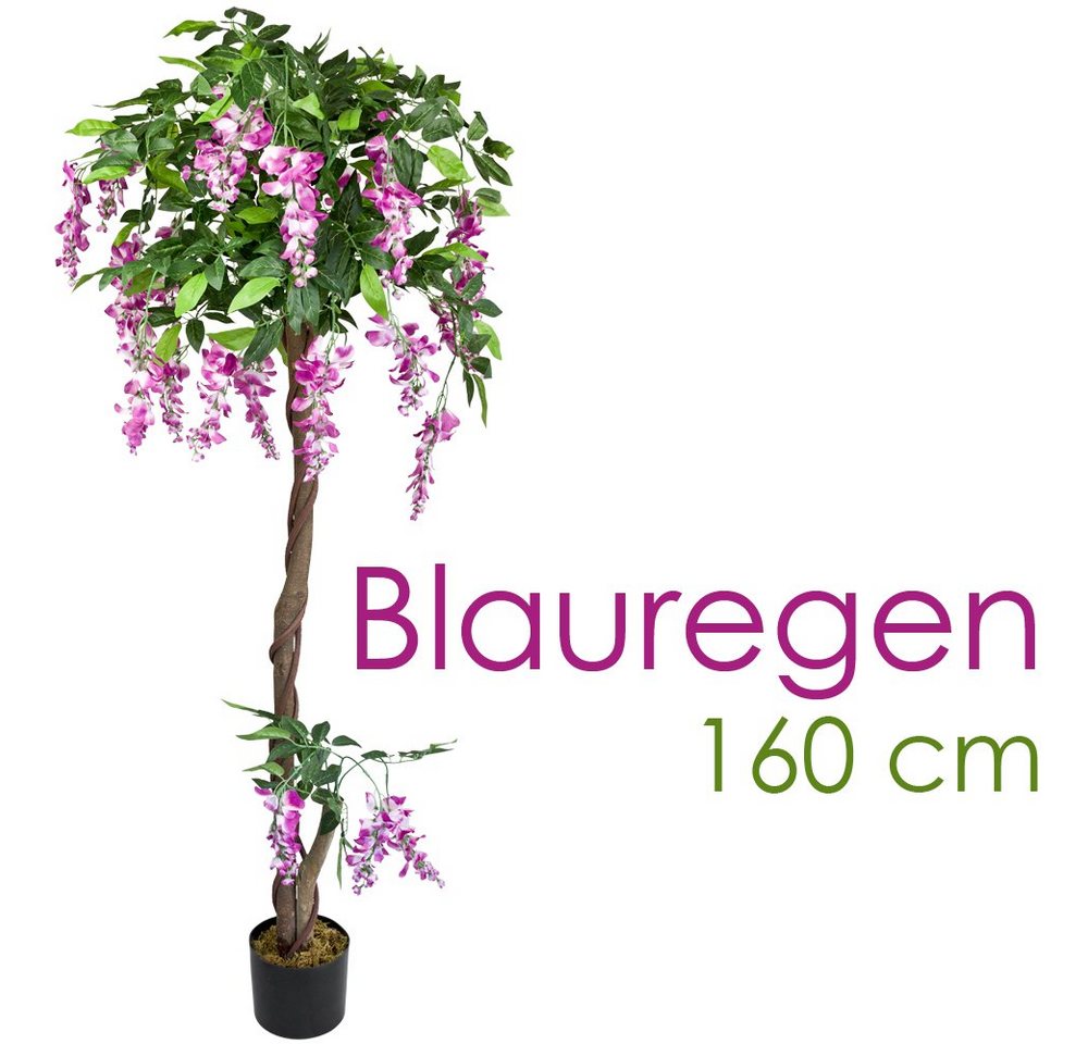 Kunstbaum Blauregen Wisteria Glyzinie Künstliche Pflanze mit Echtholz 160 cm, Decovego von Decovego