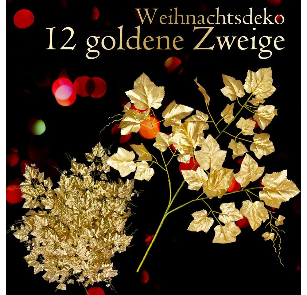 Kunstzweig Weihnachtsdeko Weihnachtsdeko Dekozweige Gold Künstlich 12x Dekoration, Decovego von Decovego