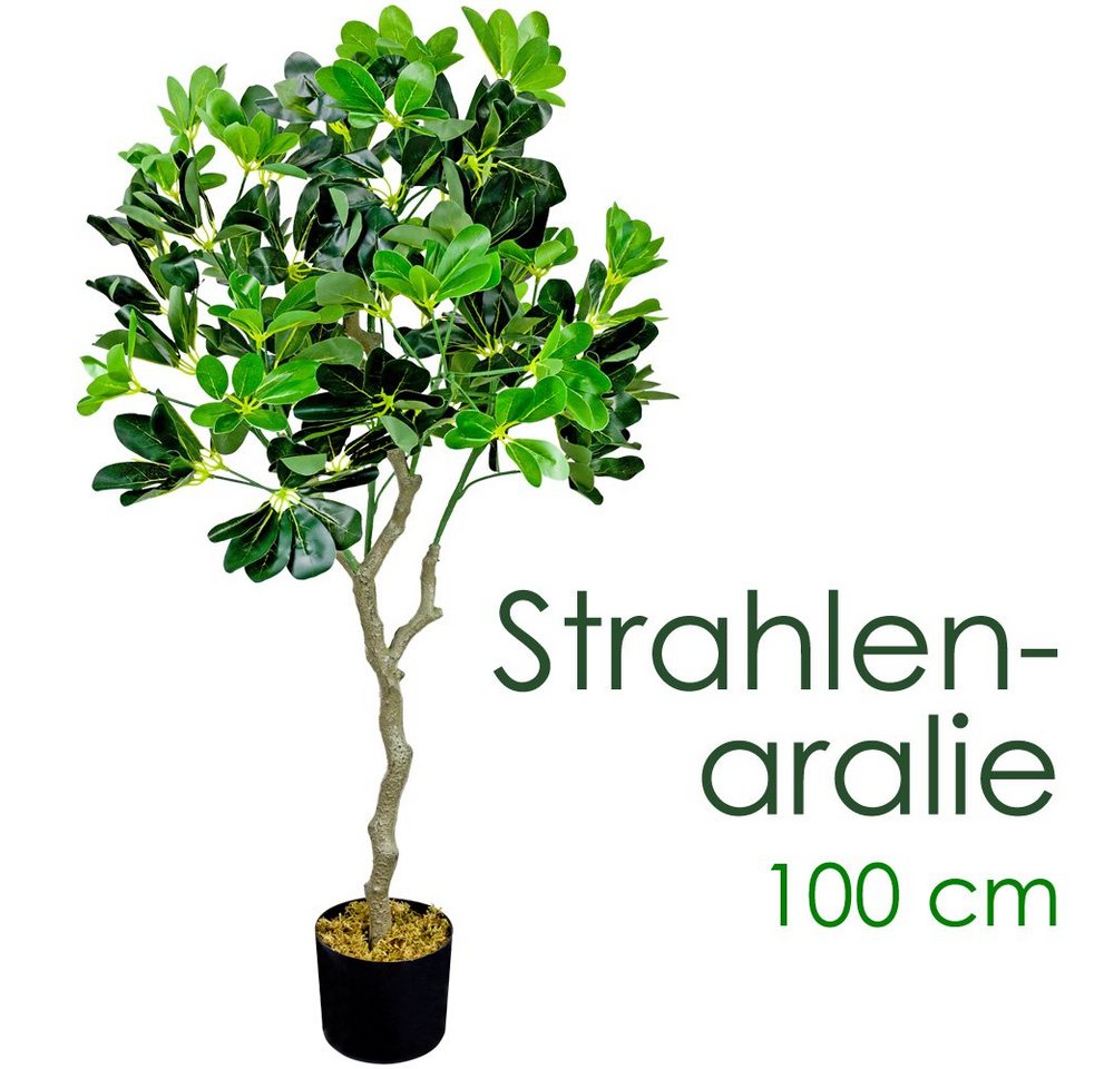 Kunstbaum Kunstpflanze Schefflera Aralie Kunstbaum Künstliche Pflanze 100 cm, Decovego von Decovego