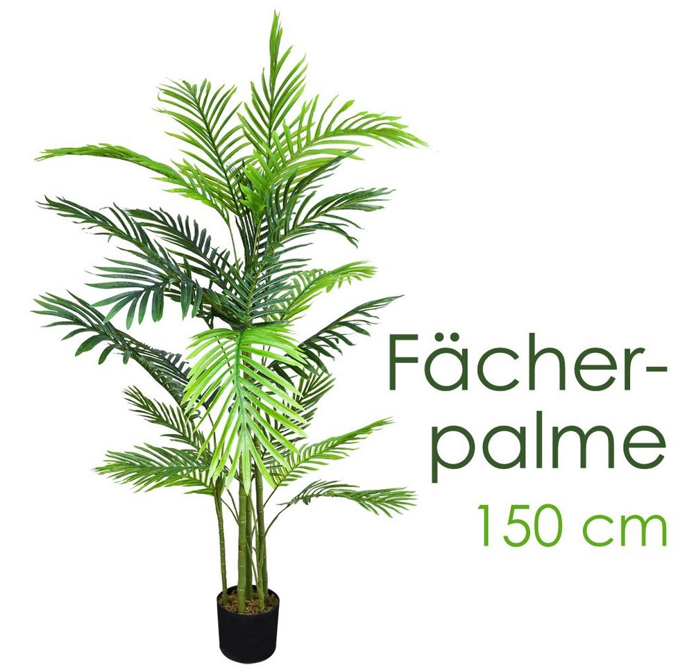 Kunstpalme Palme Palmenbaum Fächerpalme Kunstpflanze Künstliche Pflanze 150 cm, Decovego von Decovego