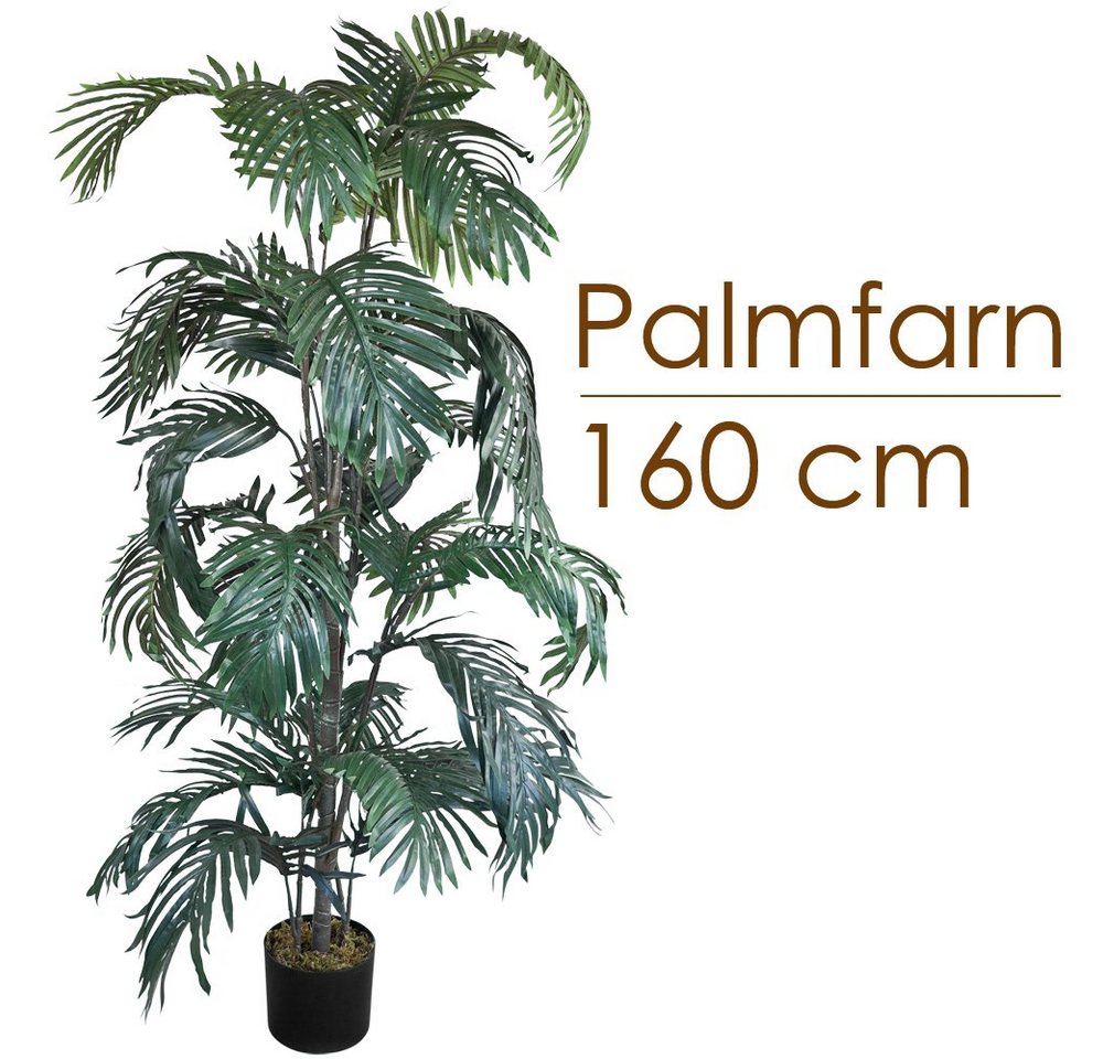 Kunstpalme Palme Palmfarn Kunstpflanze Kunstbaum Künstliche Pflanze 160 cm, Decovego von Decovego