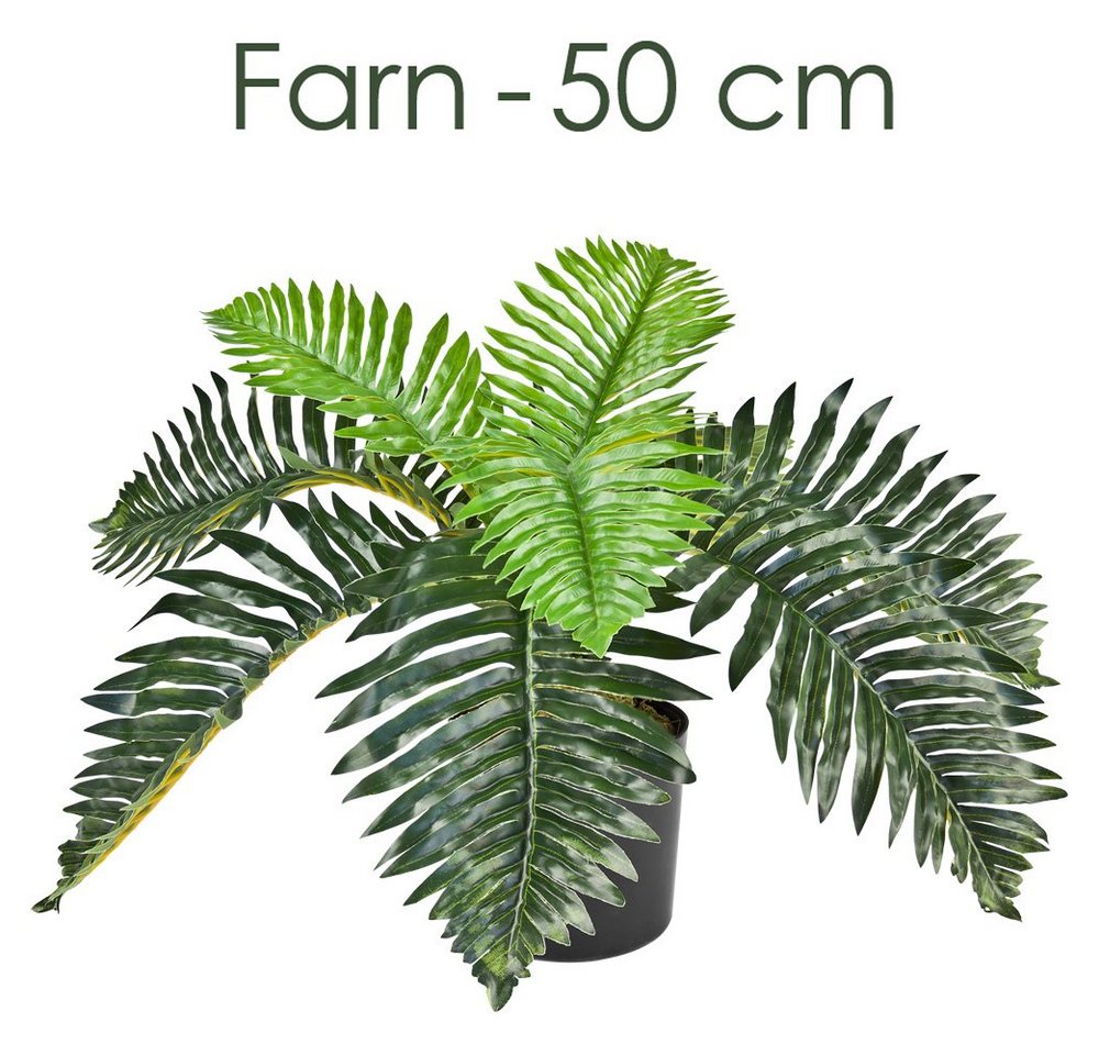 Künstliche Zimmerpflanze Künstlicher Farn Kunstpflanze Künstliche Pflanze Blume mit Topf 50 cm, Decovego von Decovego