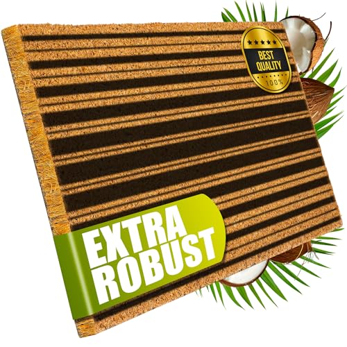 Decovetro® Kokosmatte Fußmatte | 40x60 cm | 100% natürliche Kokosfasern | Fußmattenteppich außen | Rutschfeste Fußmatte, hochwertige UV-bedruckte Kokosmatte für Staub und Schmutz | Perfekt für Haustür von Decovetro