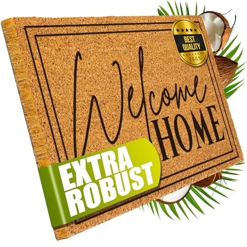 Decovetro® Kokosmatte Fußmatte | 40x60 cm | 100% natürliche Kokosfasern | Fußmattenteppich außen | Rutschfeste Fußmatte, hochwertige UV-bedruckte Kokosmatte für Staub und Schmutz | Perfekt für Haustür von Decovetro