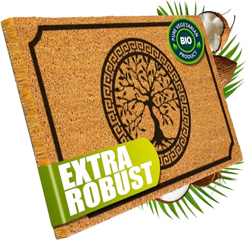 Decovetro® Kokosmatte Fußmatte | 40x60 cm | 100% natürliche Kokosfasern | Fußmattenteppich außen | Rutschfeste Fußmatte, hochwertige UV-bedruckte Kokosmatte für Staub und Schmutz | Perfekt für Haustür von Decovetro