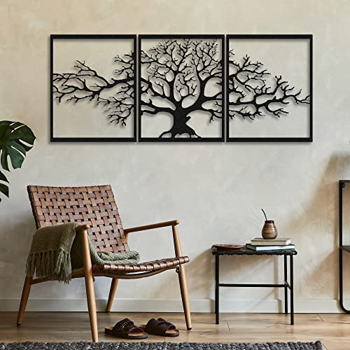 Decovieno Metall Baum von Leben Wand Kunst, 144 cm Länge x 60 cm Breite x 3 cm Höhe, Schwarz von Decovieno
