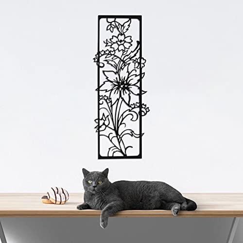 Decovieno Metall Blume Wand Dekor, 100 cm Länge x 38 cm Breite x 3 cm Höhe, Schwarz von Decovieno