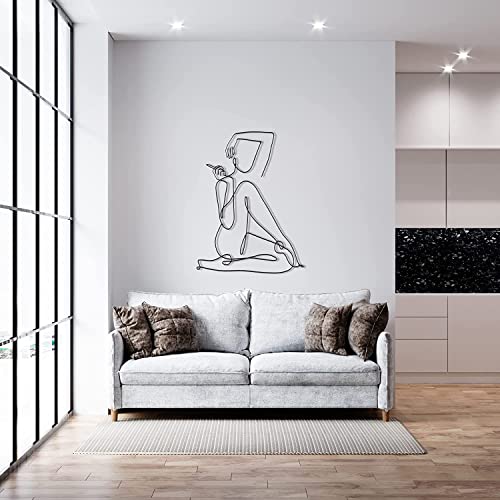Decovieno Metall Geometrische Minimalistische Linie Kunst Wand Dekor, 83 cm Länge x 63 cm Breite x 3 cm Höhe, Schwarz von Decovieno