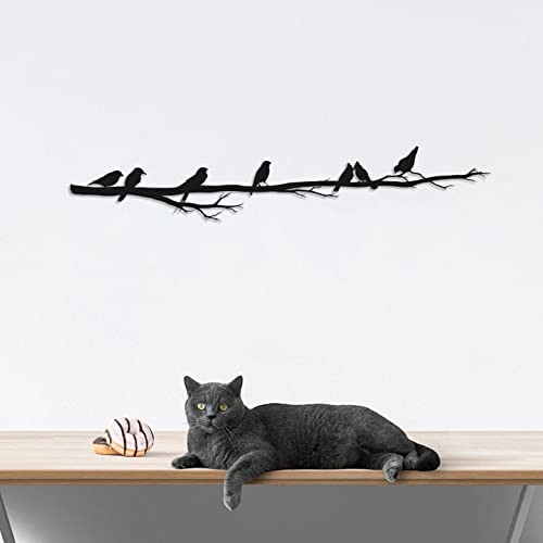 Decovieno Metall Vögel Wand Dekor, 60 cm Länge x 11 cm Breite x 3 cm Höhe, Schwarz von Decovieno