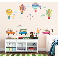 Decowall Dat-1710 Transporte Autos Heißluftballon Tiere Kinder Wandaufkleber Wandsticker Abnehmbare Für von DecowallWallStickers