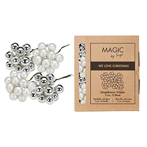 144 Spiegelbeeren I Ø 20 mm I Silber Glanz + weiß matt I Glaskugeln von Decpero