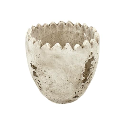 Decpero Eierschale Übertopf I 1 Stück I weiß antik I Ø 11,5 cm H11,5 cm I Zement von Decpero