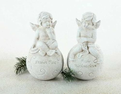 Decpero Engel auf Kugel I Frohe Weihnachten + Frohes Fest I mit Glitzer I Ø10cm H17cm Decpero Engel auf Kugel I Frohe Weihnachten + Frohes Fest I mit Glitzer I Ø10cm H17cm von Decpero