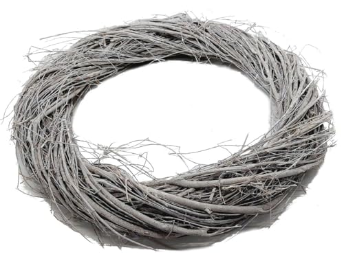 Decpero Großer Holzkranz I Ø 40 cm I grau-Weiss gekalkt I Reisigkranz Decpero Großer Holzkranz I Ø 40 cm I grau-Weiss gekalkt I Reisigkranz von Decpero