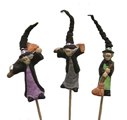 Hexen am Holzstab / 12er Set/ca. 8cm + Stab/Herbstdeko/Halloween Hexe von Decpero