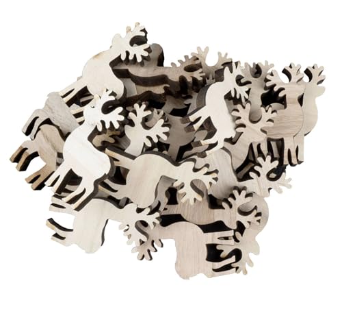 Decpero Hirsch Streudeko I 60 Stück I 4 cm I Natur I Holz von Decpero