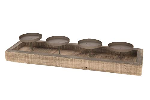 Kerzenhalter Advent I Länge 47cm I 4 Kerzenteller Ø80mm I für Stumpenkerzen von Decpero