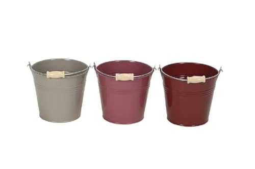 Decpero Metalleimer mit Henkel und Holzgriff I 12 Stück I 3-farbig I 13,5x12cm von Decpero