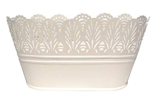 Decpero Metallschale Spitzendekor I Weiß I L28 x B15 x H13 cm von Decpero