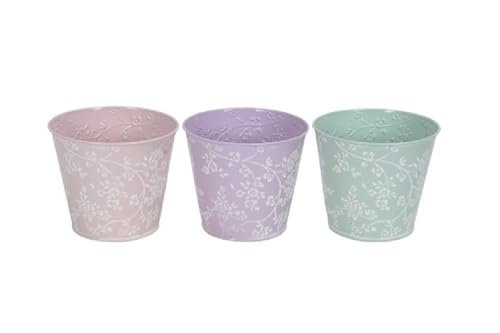 Decpero Metalltopf Blütenzweig Muster I 12 Stück I rosa Flieder Mint I Ø14xH12,5cm von Decpero