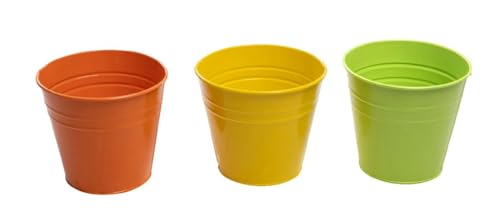 Decpero Metalltopf I 6 Stück I gelb orange grün I Ø 13 x H 12 cm von Decpero