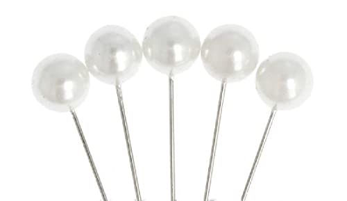 Perlennadeln I Perlkopf Nadel I 50 Stück I Weiss I Ø 10 mm I Länge 6,5 cm von Decpero
