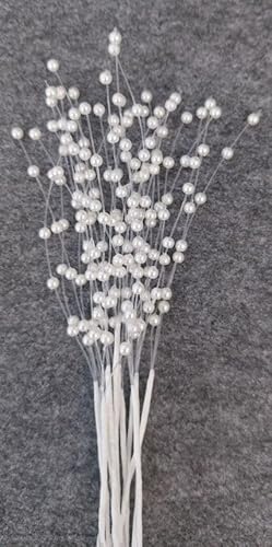 Decpero Perlenzweig weiß I 12 Stück I Länge 20 cm I Perlennadel Decpero Perlenzweig weiß I 12 Stück I Länge 20 cm I Perlennadel von Decpero