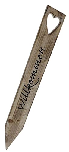 Decpero Schild aus Holz Willkommen I 52 cm I Herz und Aufschrift 1 Stück von Decpero