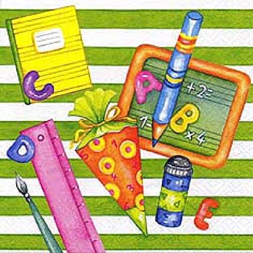 Decpero Servietten Schulanfang / 20 Stück / 33x33cm / 3-lagig/Einschulung von Decpero