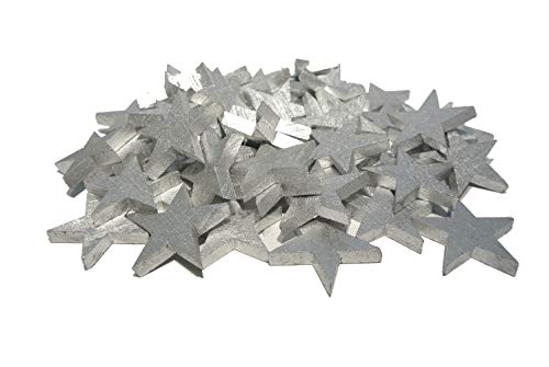 Decpero Sterne Streudeko I Silber I 50 Stück I 5 x 0,7 cm I Dicke Holzsterne von Decpero