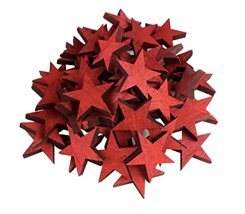 Decpero Sterne Streusortiment/rot / 50 Stück / 5 x 0,7 cm/Holz von Decpero