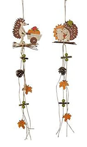Herbstliche Girlande mit Igeln / 2er Set/Länge ca. 60 cm/Holz+Zapfen von Decpero