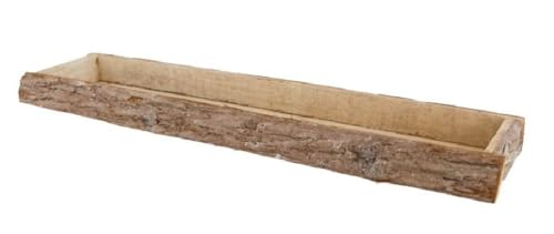 Holztablett I Dekotablett I mit Rindenoptik I 58 x 14 x 4 cm von Decpero
