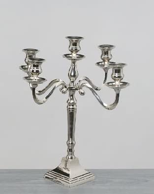 Kerzenleuchter 5-armig I 26 cm I Silber I Kerzenhalter für Stabkerzen Spitzkerze von Decpero