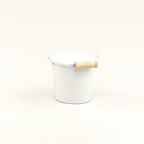 Metalleimer mit Henkel und Holzgriff I 4 Stück I Weiss I Ø 10 cm I Höhe 8 cm Metalleimer mit Henkel und Holzgriff I 4 Stück I Weiss I Ø 10 cm I Höhe 8 cm von Decpero