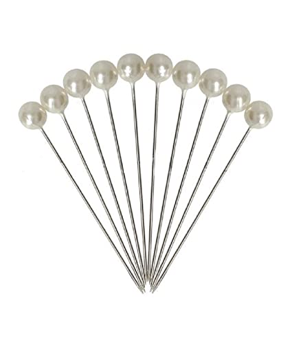 Perlennadeln I Perlkopf Nadel I 55 Stück I Weiss I Ø 8 mm I Länge 6,5 cm von Decpero
