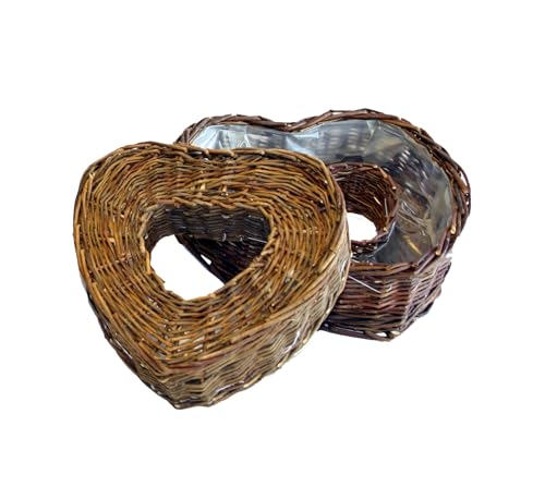 Pflanzherz aus Naturweide I 2er Set I 21 + 24 cm I Weidenherz von Decpero