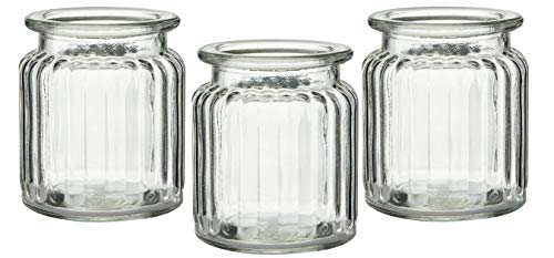 Rundrandglas Vintage / 3er Set/geriffelte Optik / Ø7xH9cm von Decpero