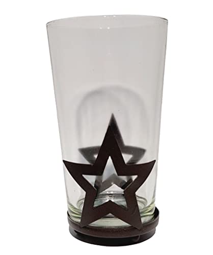 Teelichthalter Glas/Windlicht mit Stern/Höhe 13 cm von Decpero