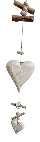 Treibholz Girlande Herz I Länge 72 cm I Weiss Gold von Decpero
