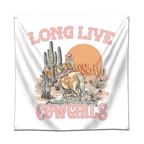DecrPlus Cowgirl Tapisserie Long Live Cowgirl Poster Flagge Wandbehang Banner 1,2 x 1,2 m Schlafzimmer Hintergrund Dekoration von DecrPlus