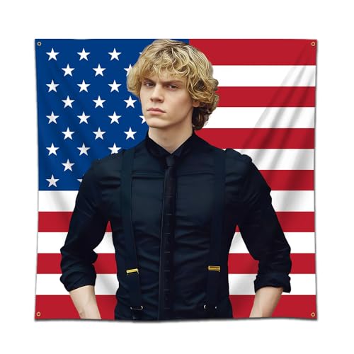 DecrPlus Evan Peters Tapisserie, amerikanische Flagge, Schauspieler-Poster, Wandbehang, Banner, 90 x 91 cm, Schlafzimmer-Hintergrunddekoration von DecrPlus