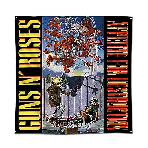 DecrPlus Guns N Roses Tapisserie Appetite For Destruction Banner Roack Art Musikalbum Poster Wandbehang Flagge 90 x 91 cm Schlafzimmer Hintergrund Dekoration von DecrPlus